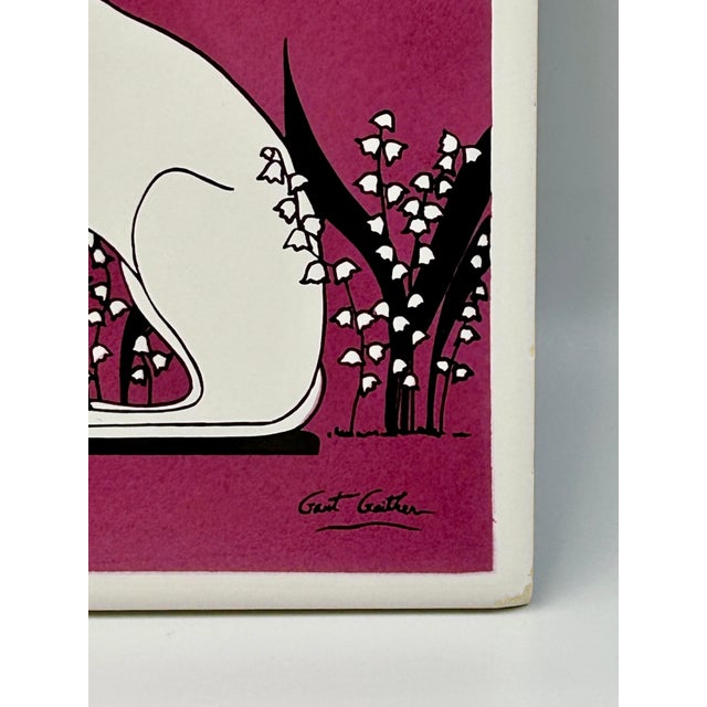 Figurative Gant Gaither Rare Signed Cat Trivet Berggren Originals Handscreened Ceramic For Sale - Image 3 of 9
