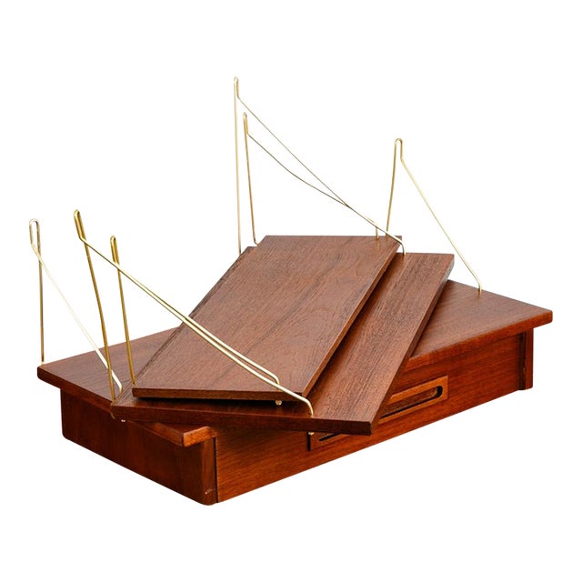 1960s Mid Century Danish Modern Wall Unit 1 Bay Teak Drawer Desk Cabinet Modular Shelf - 3 Pieces For Sale