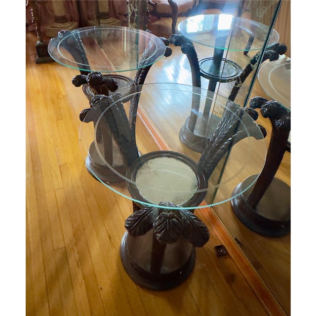 Wood Antique Art Nouveau Grosfeld House Plume Base Side Table Set For Sale - Image 7 of 11