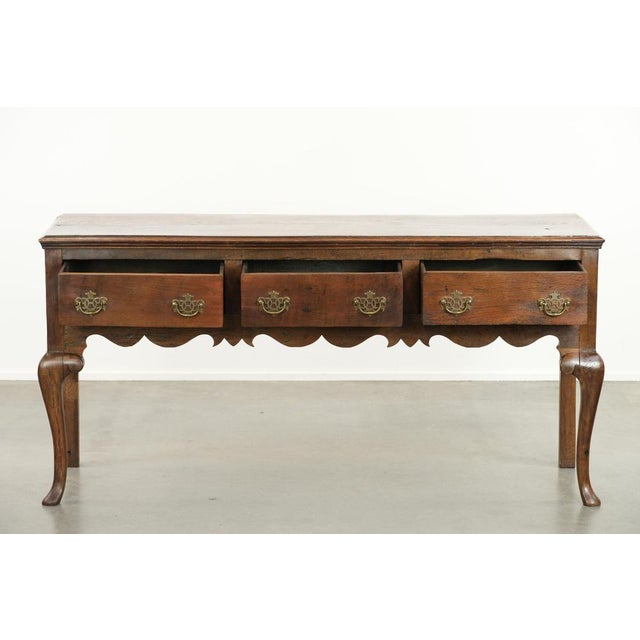 Antique English Oak Sideboard with Ornate Elements, 18th Century For Sale - Image 3 of 13