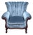 Vintage Tufted Wingback Lounge Chair With Carved Mahogany Frame For Sale