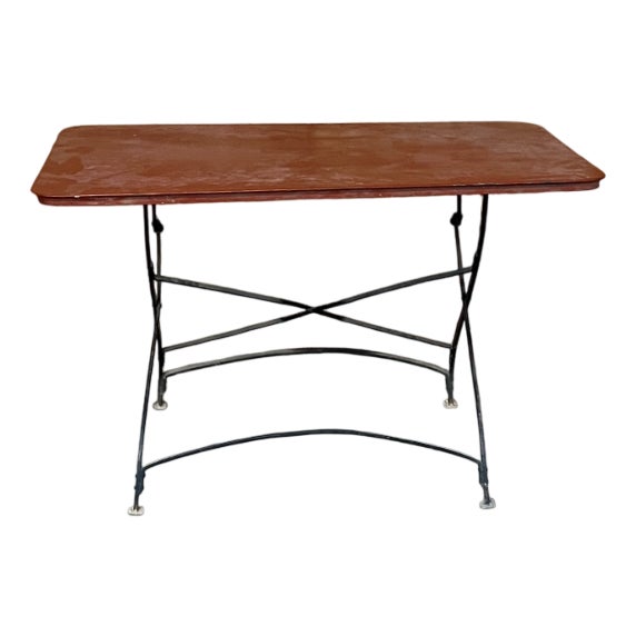 French Garden Table with Red Top, 1950s For Sale