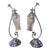 Set of Two Neoclassical Style Table Lamps With Drop Glass Shades in Silver and Chrome, 1950s For Sale