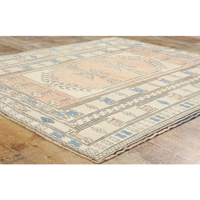 Textile Vintage Peach Turkish Oushak Rug - 02'08 X 04'03 For Sale - Image 7 of 9