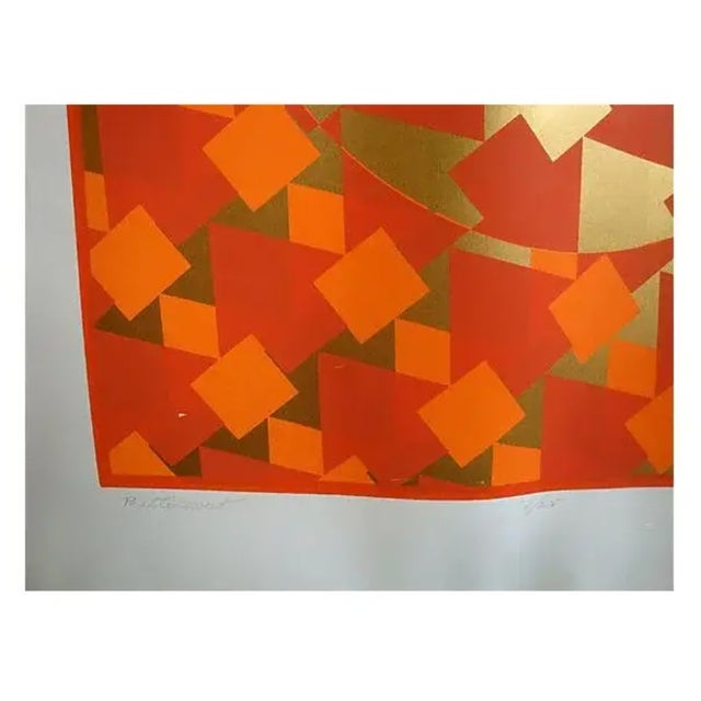 Original large midcentury modern geometric silkscreen screenprint printing titled "Bittersweet" by Jane Lyon, signed in...