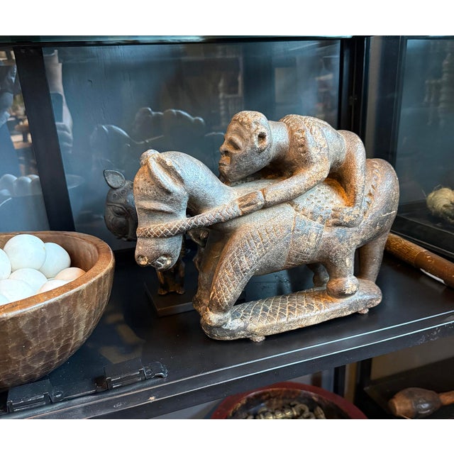 Rare Antique Sandstone Dogon Horse Rider Sculpture Mali For Sale - Image 12 of 12