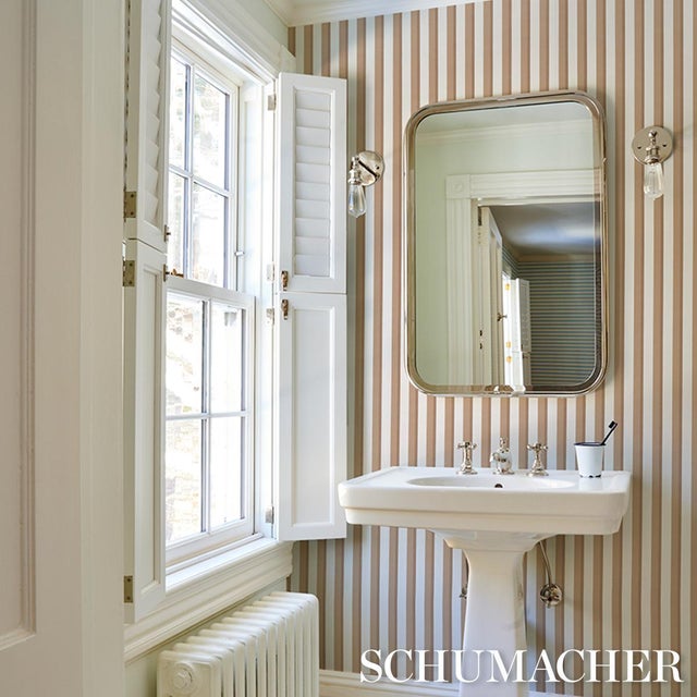 2020s Schumacher Rigsby Stripe Wallcovering In Driftwood For Sale - Image 5 of 6