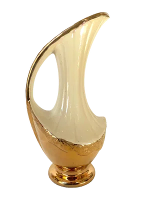 Vintage Art Deco Weeping Gold Ceramic Pitcher