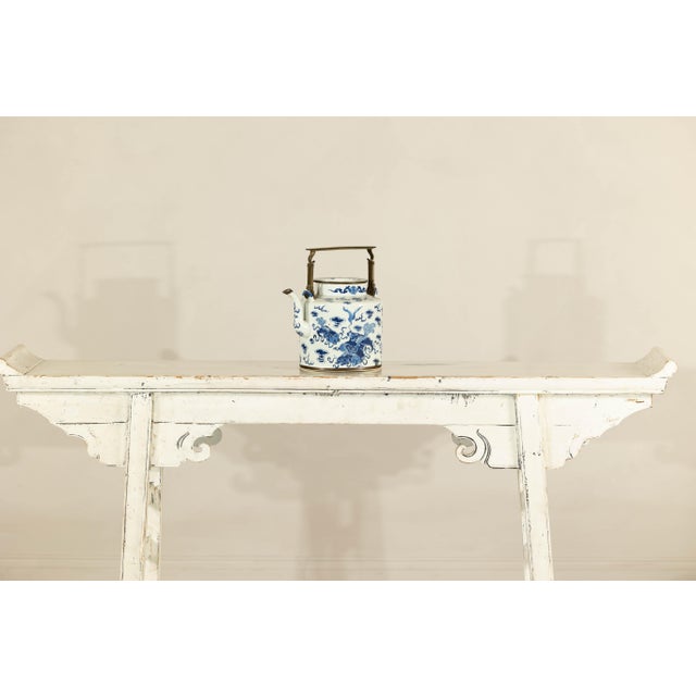 Blue and White Porcelain Teapot with Mythical Qilin and Auspicious Cloud Motifs For Sale - Image 12 of 12