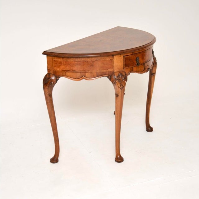 Antique Burr Walnut Console Table, 1900s For Sale - Image 3 of 9