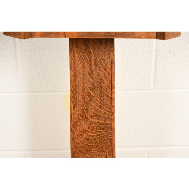 Brown Stickley Brothers Style Antique Mission Tiger Oak Arts & Crafts Pedestal or Plant Stand, Circa 1910 For Sale - Image 8 of 12