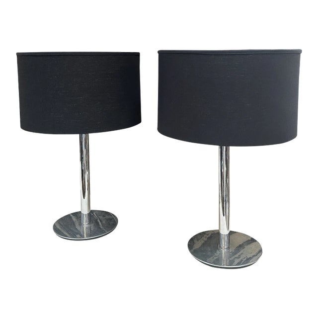 Pair of 2 Italian 50's Steel Table Lamps For Sale