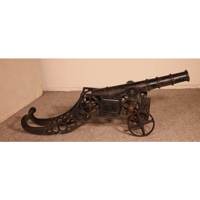 Late 19th Century Decorative English Cast Iron Cannon For Sale - Image 4 of 11
