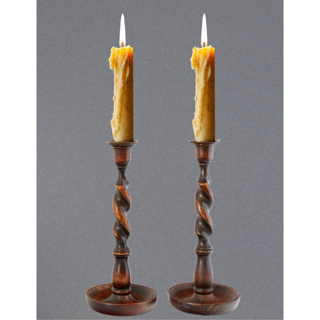 Antique Victoria English Barley Twist Candlesticks For Sale - Image 4 of 4