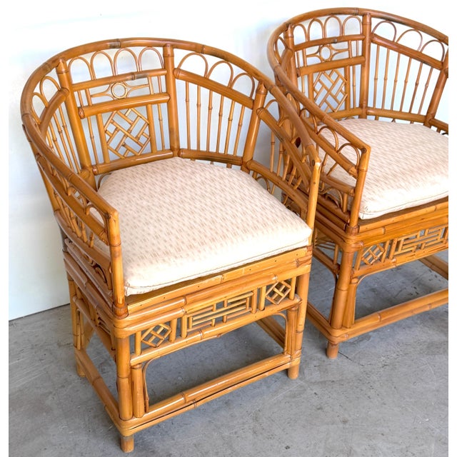 Pair of Brighton Pavilion Revival Bamboo, Rattan and Caned Armchairs, Circa 1970 For Sale In West Palm - Image 6 of 14