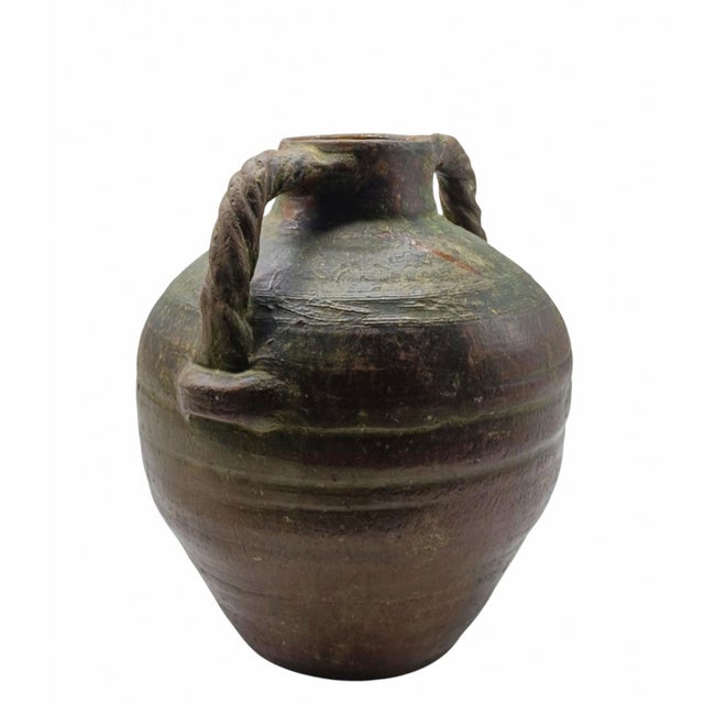 Glazed Terracotta Jar with Twisted Handles, Italy, 1890s For Sale - Image 3 of 10