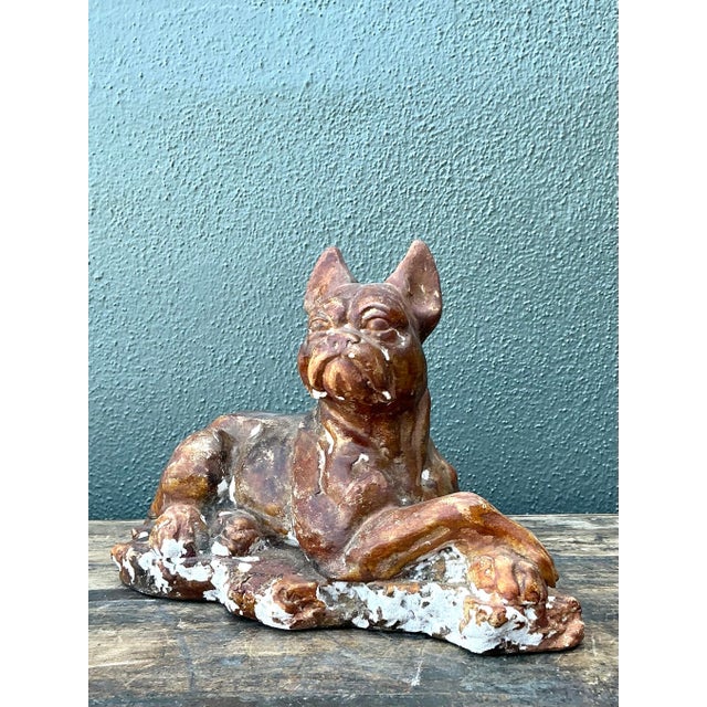 Vintage Distressed Plaster Dog For Sale - Image 9 of 12