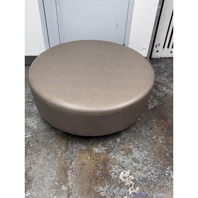 Gray Thayer Coggin Clip Leather Ottoman + Tray Set For Sale - Image 8 of 12