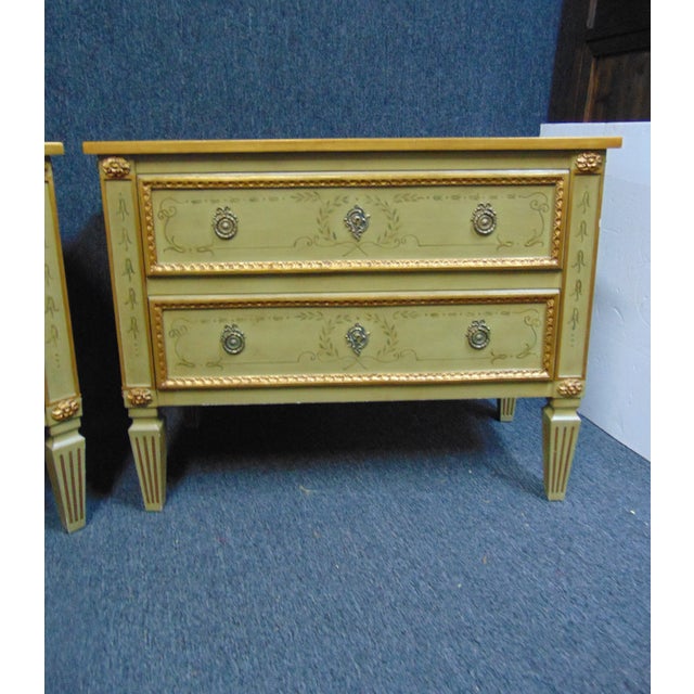 Late 20th Century Louis XVI Style Faux Marble Paint Decorated Commodes - a Pair For Sale - Image 5 of 10
