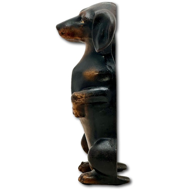 Outstanding & Very Rare Large Vintage Cast Iron "Begging Dachshund" Signed by Maker & Dated 1931 - 11 Inches Tall For Sale - Image 12 of 18