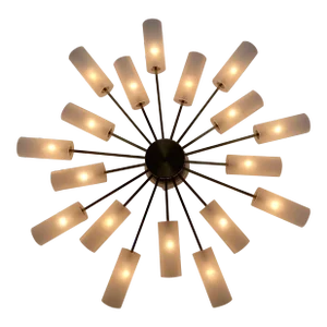 1950s Italian Brass & Frosted Glass Sputnik Chandelier