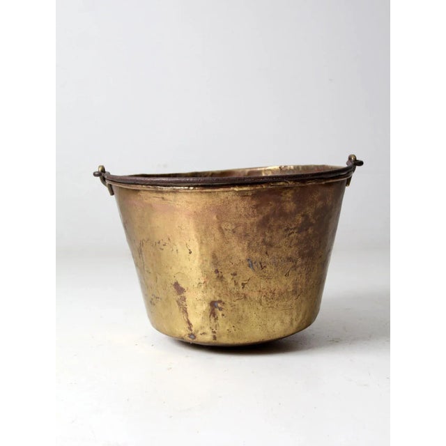 Metal Antique E. Miller Brass Hearth Pot For Sale - Image 7 of 13