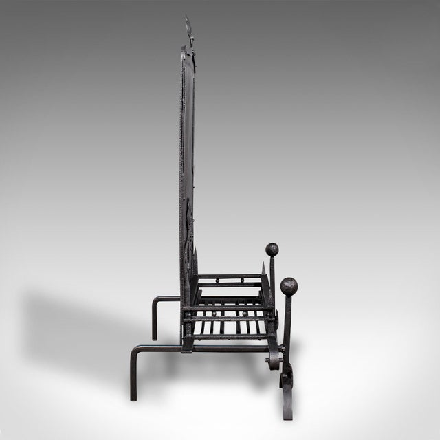 Antique Open Hearth Fireplace, English, Fire Basket, Andirons, Victorian, C.1900 For Sale - Image 4 of 11