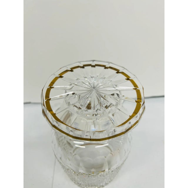 Glass Antique Moser Crystal Cut Glass Engraved "Swimming Fish" Gold Vase For Sale - Image 7 of 10