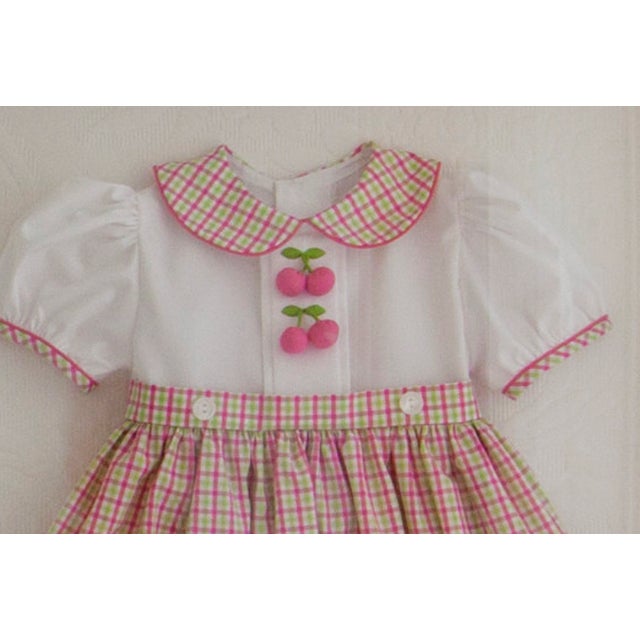 Nursery Art: St. Louis Women's Exchange Cherry Dress Framed in a White Wood Shadow Box For Sale - Image 4 of 7