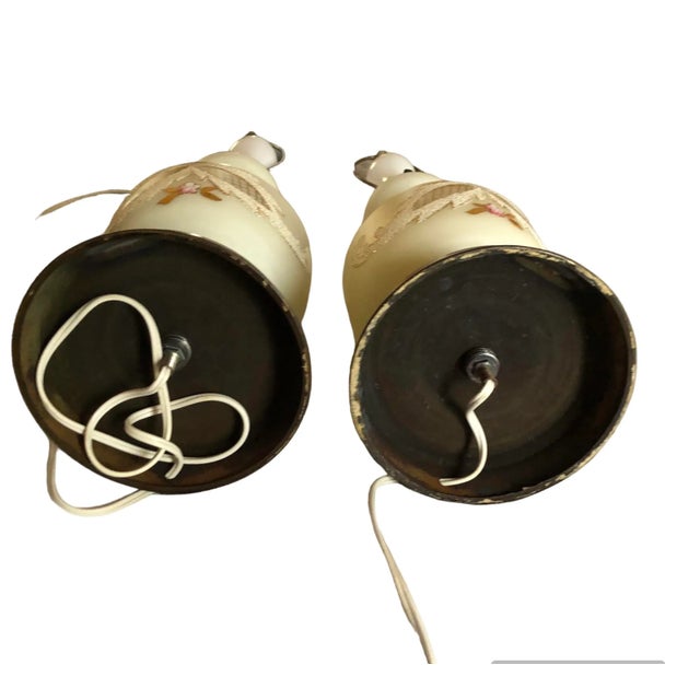 Ivory 1940s West Germany Bavarian Bristol Gold Gilded Vintage Table Lamps - a Pair For Sale - Image 8 of 9