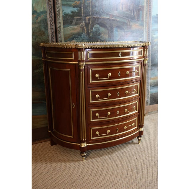 Wood Demi-Lune Chest of Drawers with Doors, 19th Century For Sale - Image 7 of 13
