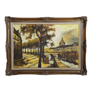 French Cityscape 8, 1968 Signed Oil Painting by Jacques Pergel For Sale