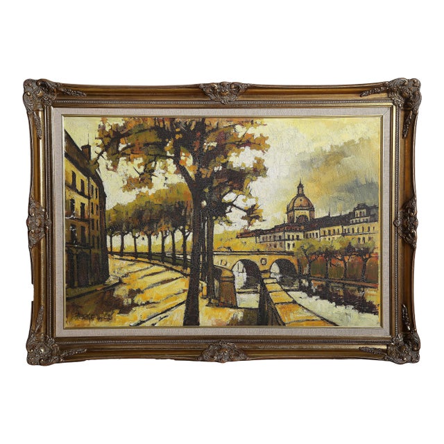 French Cityscape 8, 1968 Signed Oil Painting by Jacques Pergel For Sale