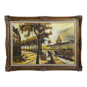 French Cityscape 8, 1968 Signed Oil Painting by Jacques Pergel