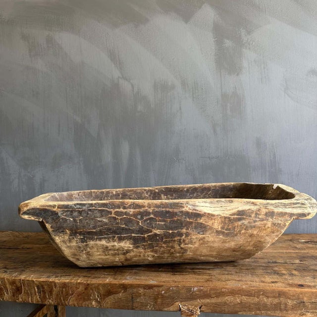 Vintage Wood Trough Decorative Bowl For Sale - Image 4 of 10