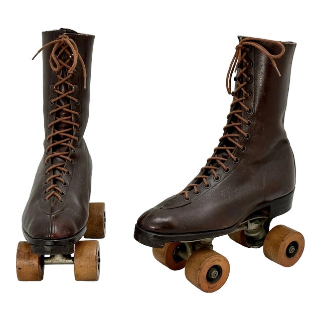 Original Pair of Authentic Vintage Mid 1900s American Women's Roller Skates - for Decoration For Sale