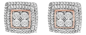 10K Yellow, White, and Rose Gold Plated Sterling Silver Diamond Accent Earrings (I-J Clarity, I3 Color)