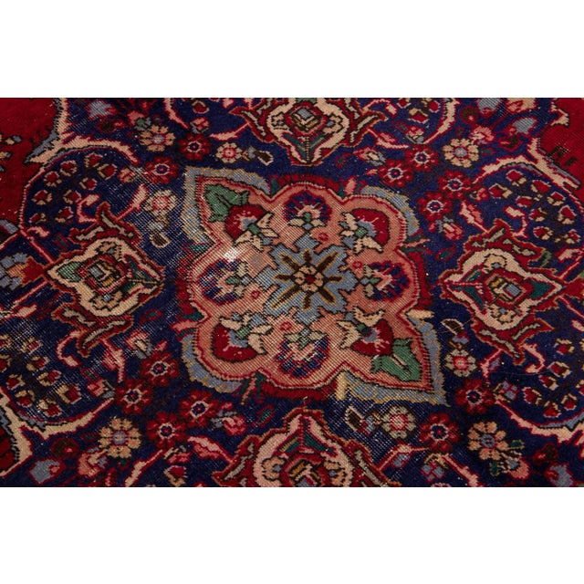 1960s Vintage Persian Tabriz Handmade Medallion Red Wool Rug For Sale In New York - Image 6 of 7