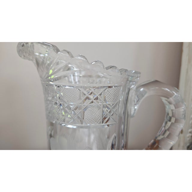 Glass Vintage American Brilliant–Style Cut Lead Crystal Water Pitcher For Sale - Image 7 of 18