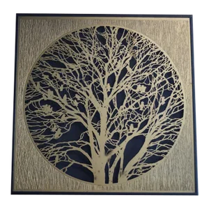 Mid Century Bijan Brass Laser Cut Tree and Bird Wall Art