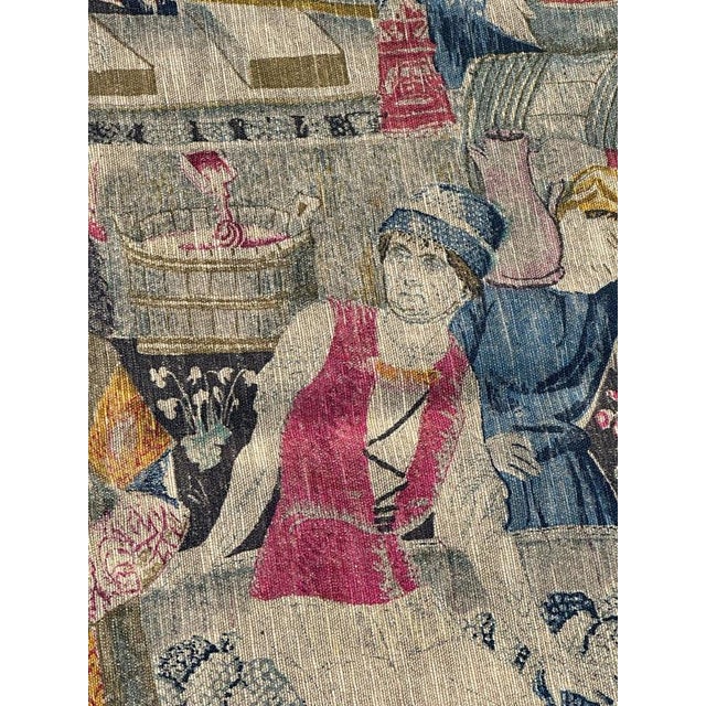 Gold Vintage French Screen Printed Tapestry, 1970s For Sale - Image 8 of 18