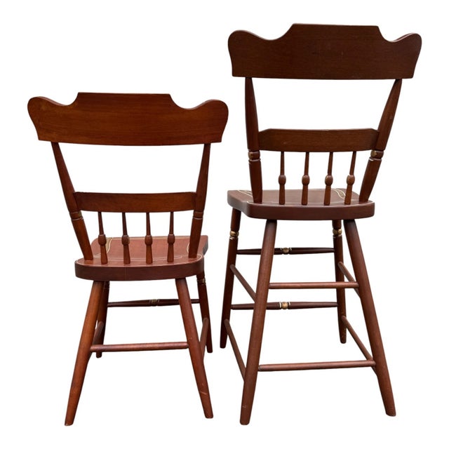 Folk Art Vintage Amish Hand-Painted Folk Art Wooden Chairs – Set of 2, Country Style For Sale - Image 3 of 18