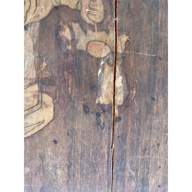 Vintage French Hand-Carved Baker Wall Plaque | Hand-Painted Walnut Wood Sign For Sale - Image 6 of 7
