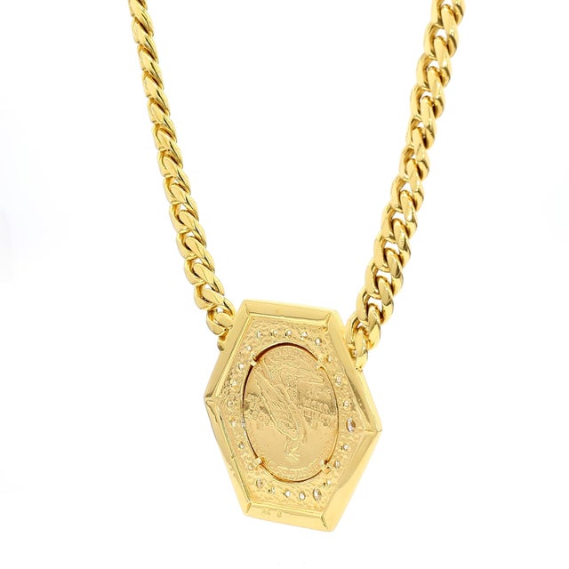 Gold 1909 Us Indian Head $5 Gold Coin Pendant Necklace, 14k Gold With Diamonds For Sale - Image 8 of 11