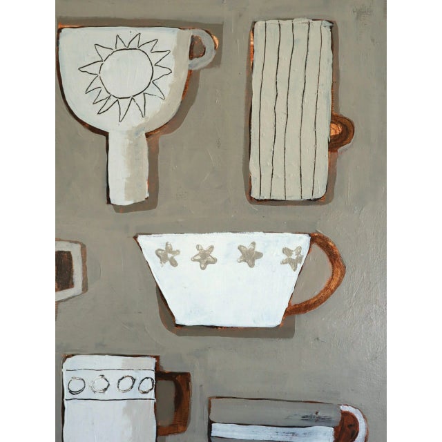 2025 Contemporary 'Cup Collective' Original Mini Naive Style Acrylic Painting by British Artist Annemarie Derrick, Framed For Sale - Image 11 of 12