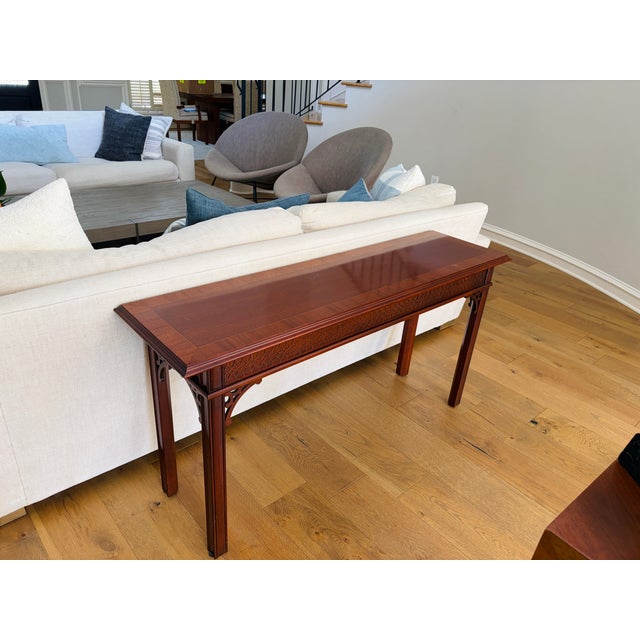 Vintage Councill Craftsmen Mahogany Chippendale Fretwork Console Table For Sale In Houston - Image 6 of 11