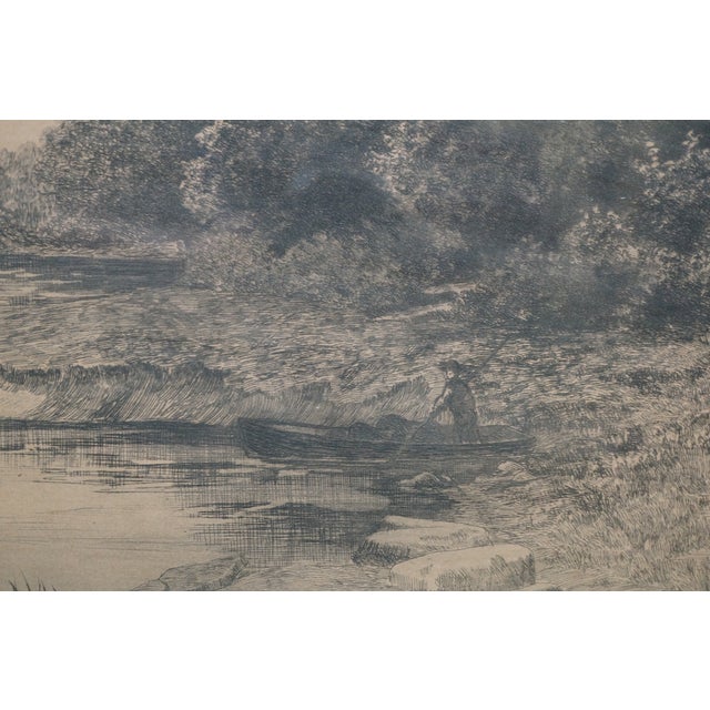 Black Antique George William Bohde Sailboat Fishing Seascape Etching 35" For Sale - Image 8 of 8