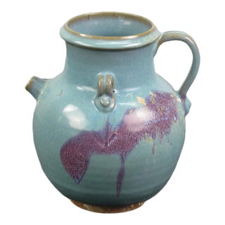 Blue and Purple Ceramics Water Jar For Sale