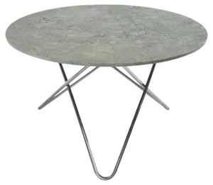 Grey Marble and Stainless Steel Big O Table by OxDenmarq