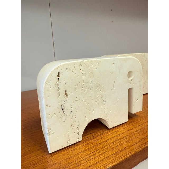 Beige Elephant Travertine Bookends by Enzo Mari, 1970s, Set of 2 For Sale - Image 8 of 15